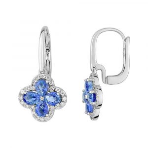 Boucles d'oreilles dorm Saphir Diamant