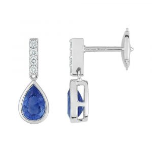 Boucles d'oreilles Pendentif Saphir. Diamant