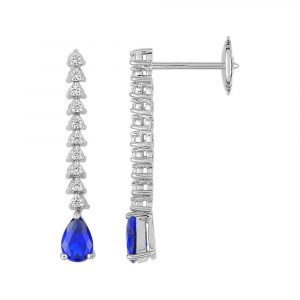 Boucles d'oreilles pendantes Saphir Diamant