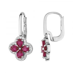 Boucles d'oreilles dorm Rubis Diamant